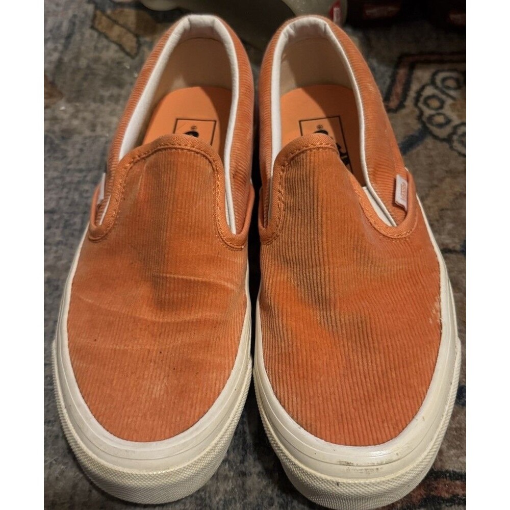 EUC Vans Anaheim Factory Classic Slip-On 98 DX "Orange Corduroy” M6 W7.5
